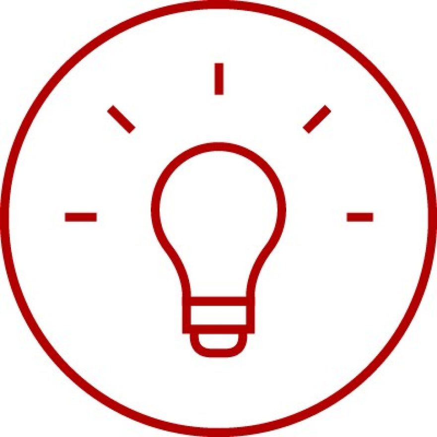 Icon with light bulb, illumination, idea, energy, e4